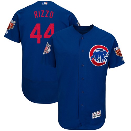 Cubs #44 Anthony Rizzo Blue 2018 Spring Training Authentic Flex Base Stitched MLB Jersey - Click Image to Close
